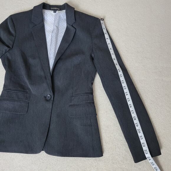 Express Women's 8 Charcoal Gray Suit Jacket Blazer Single Breasted 1 Button - Picture 11 of 16
